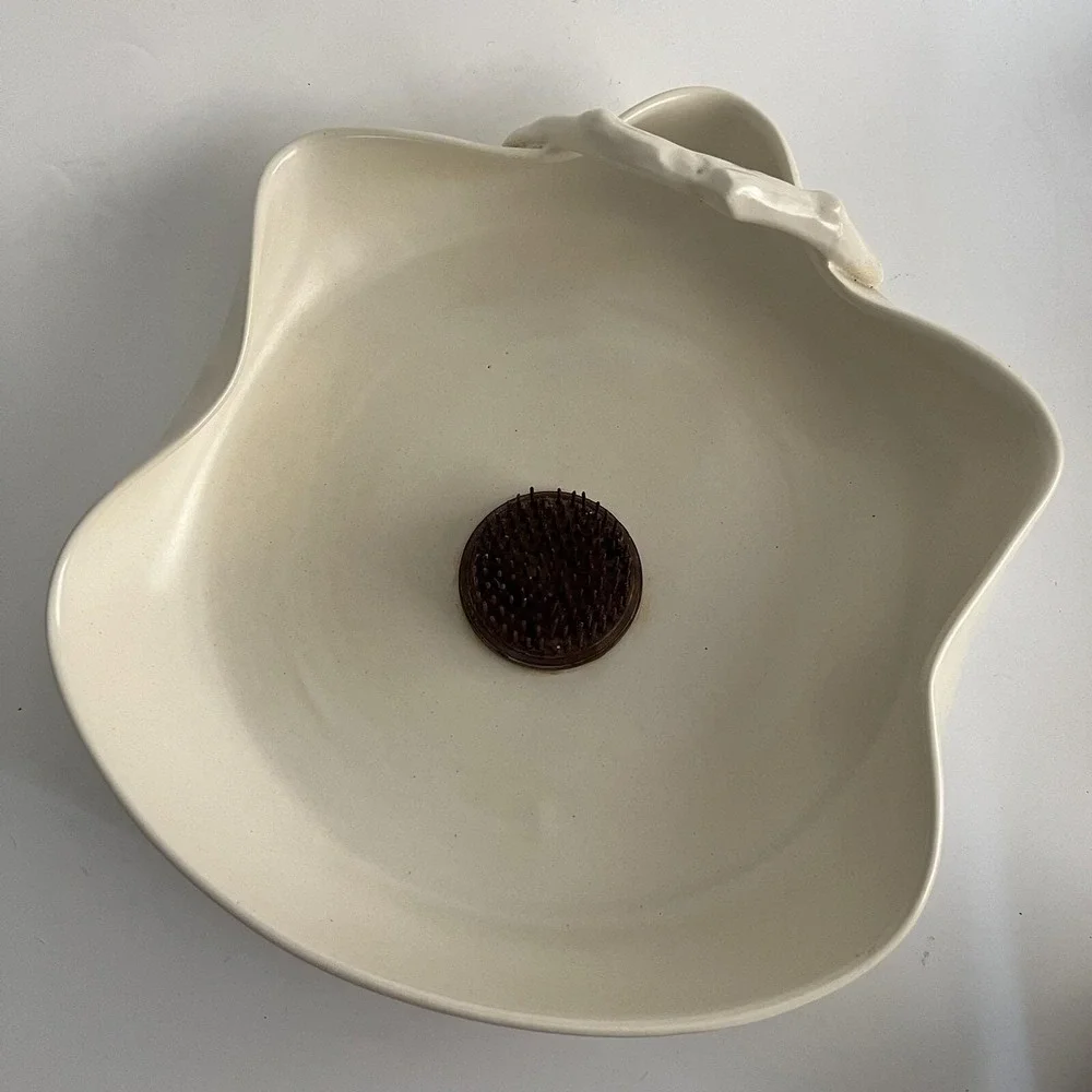 Metlox Poppy Trail California Pottery Twig Floral Dish Eggshell Handmade